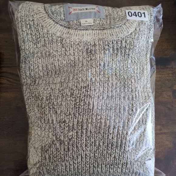 32 Bar Blues Men’s XL Gray Knit Crewneck Sweater 100% Cotton Fishermen Chunky - Picture 7 of 7
